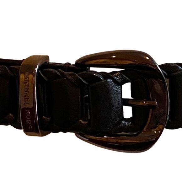Michael Kors Black Leather Link Belt - Picture 2 of 9